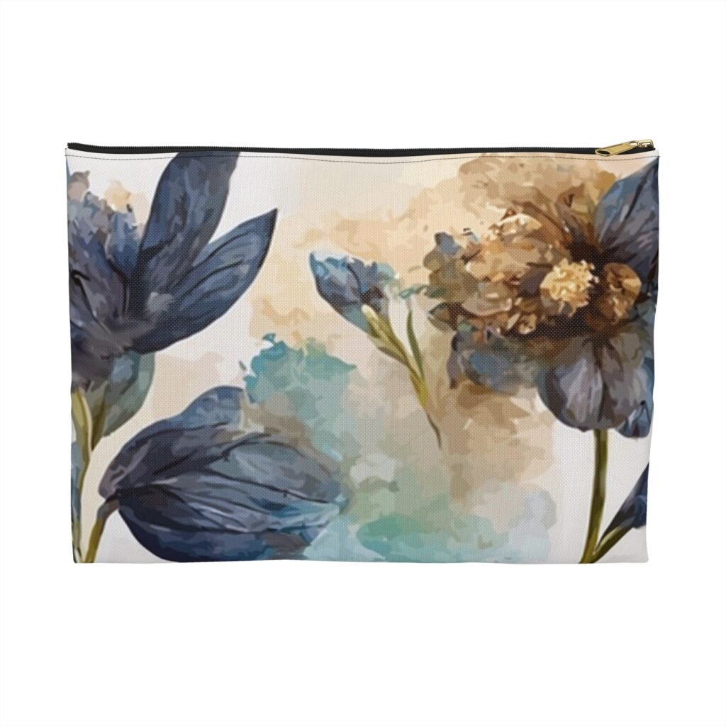Blue & Ivory Florals Accessory Pouch