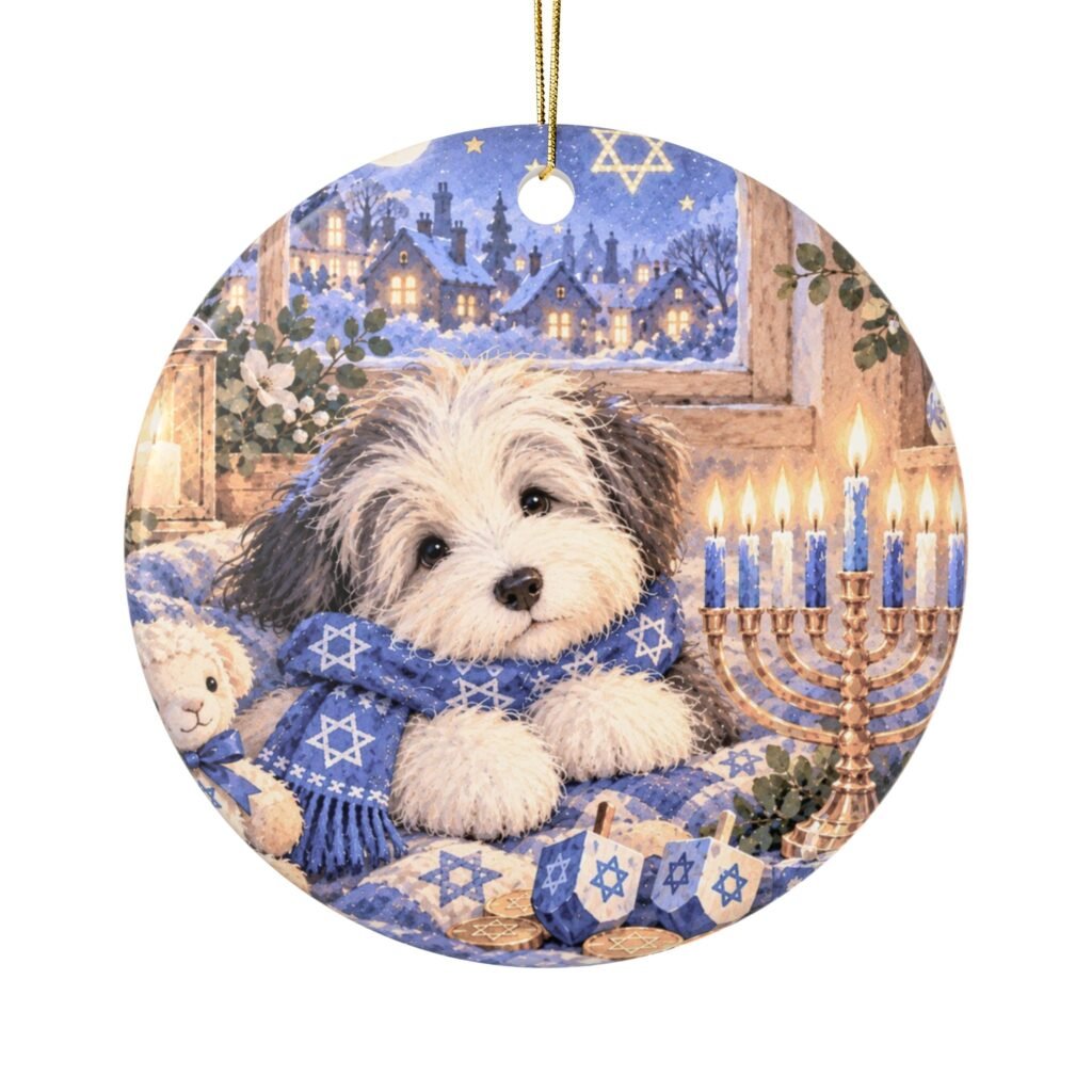 Whiskerloo Eight Little Lights Round Ceramic Ornament