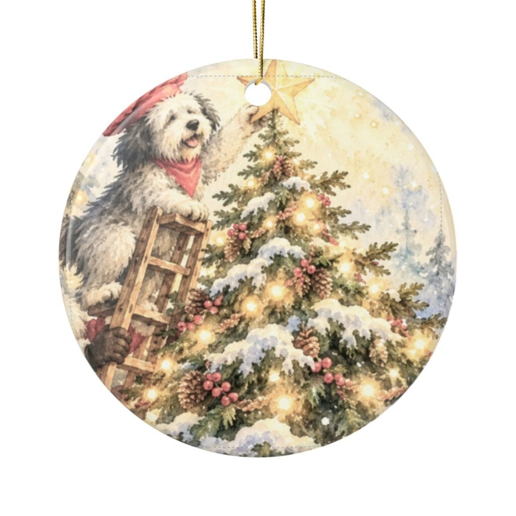 Whiskerloo’s Christmas Star Round Ceramic Ornament