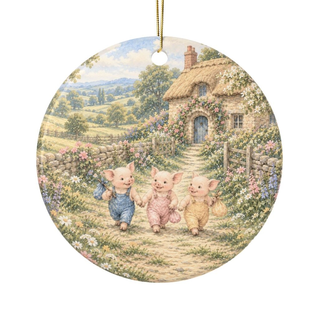 This Little Piggy Round Ceramic Ornament