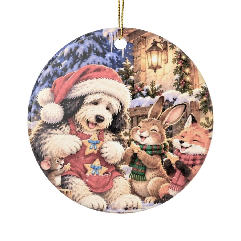 Whiskerloo’s Christmas Cookies Round Ceramic Ornament