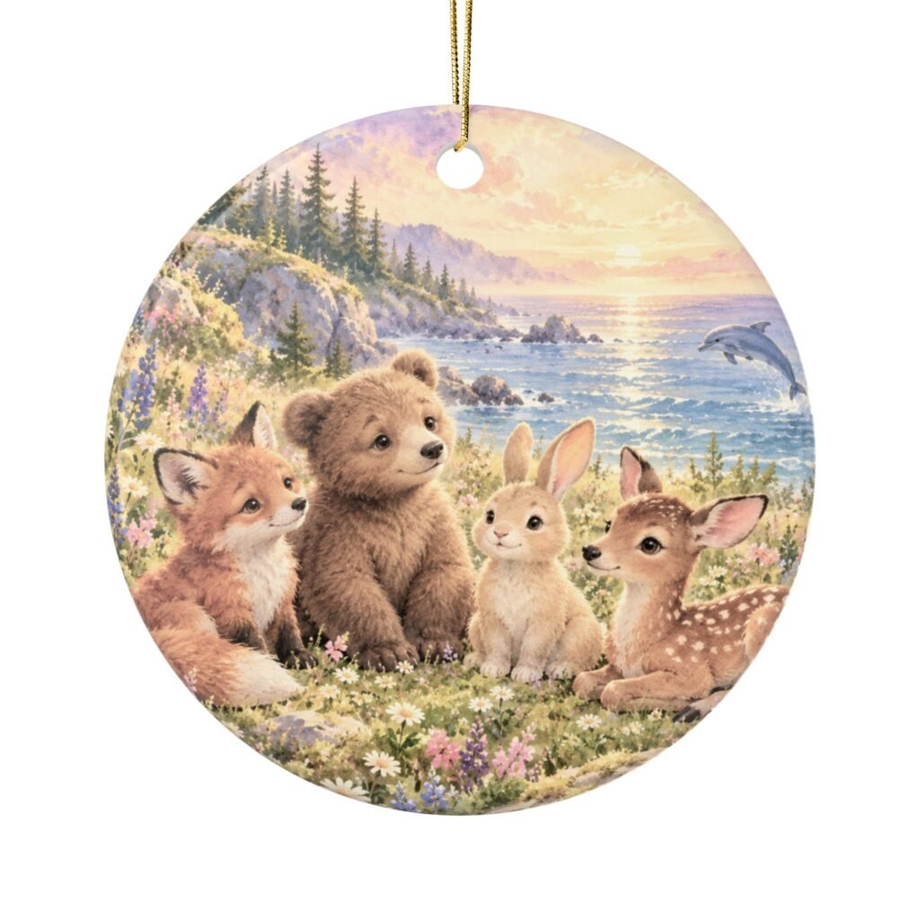 Where Gentle Stories Grow Round Ceramic Ornament