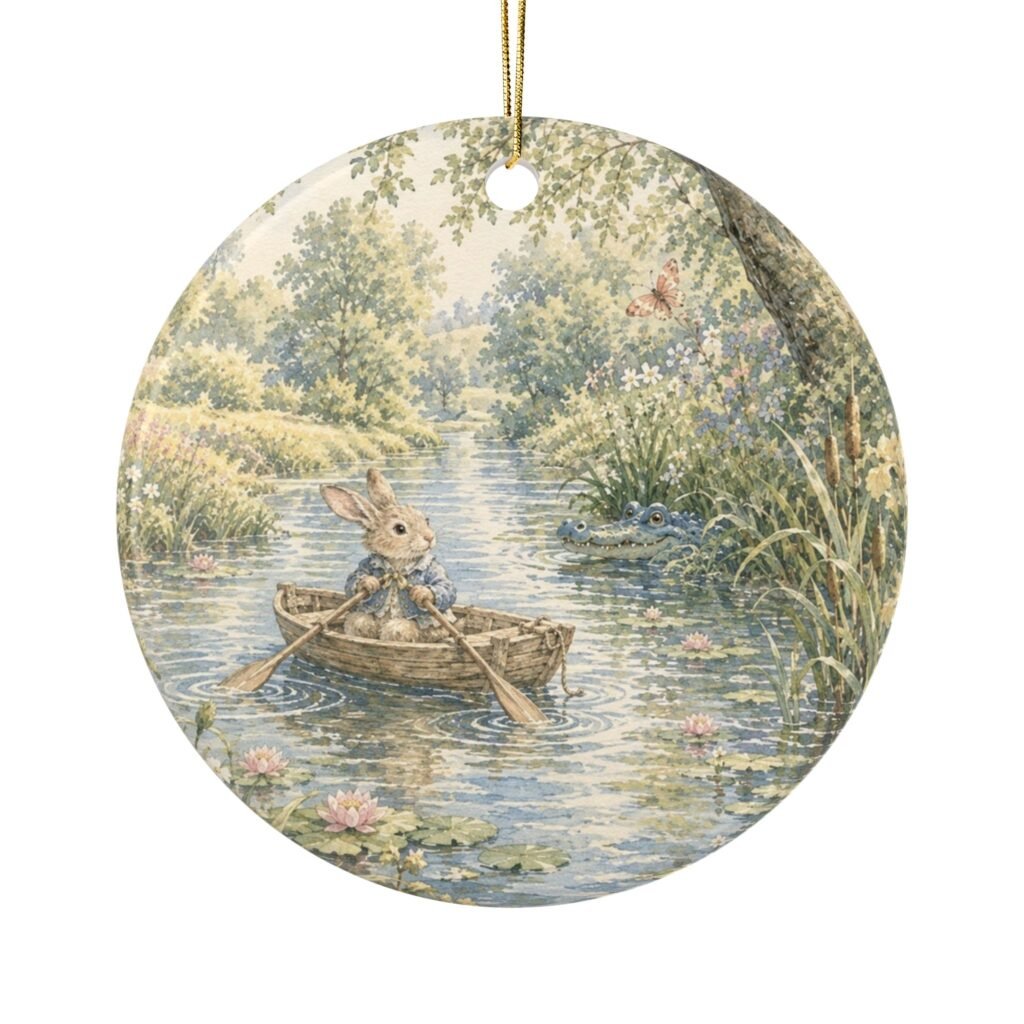 Row, Row, Row Your Boat Round Ceramic Ornament