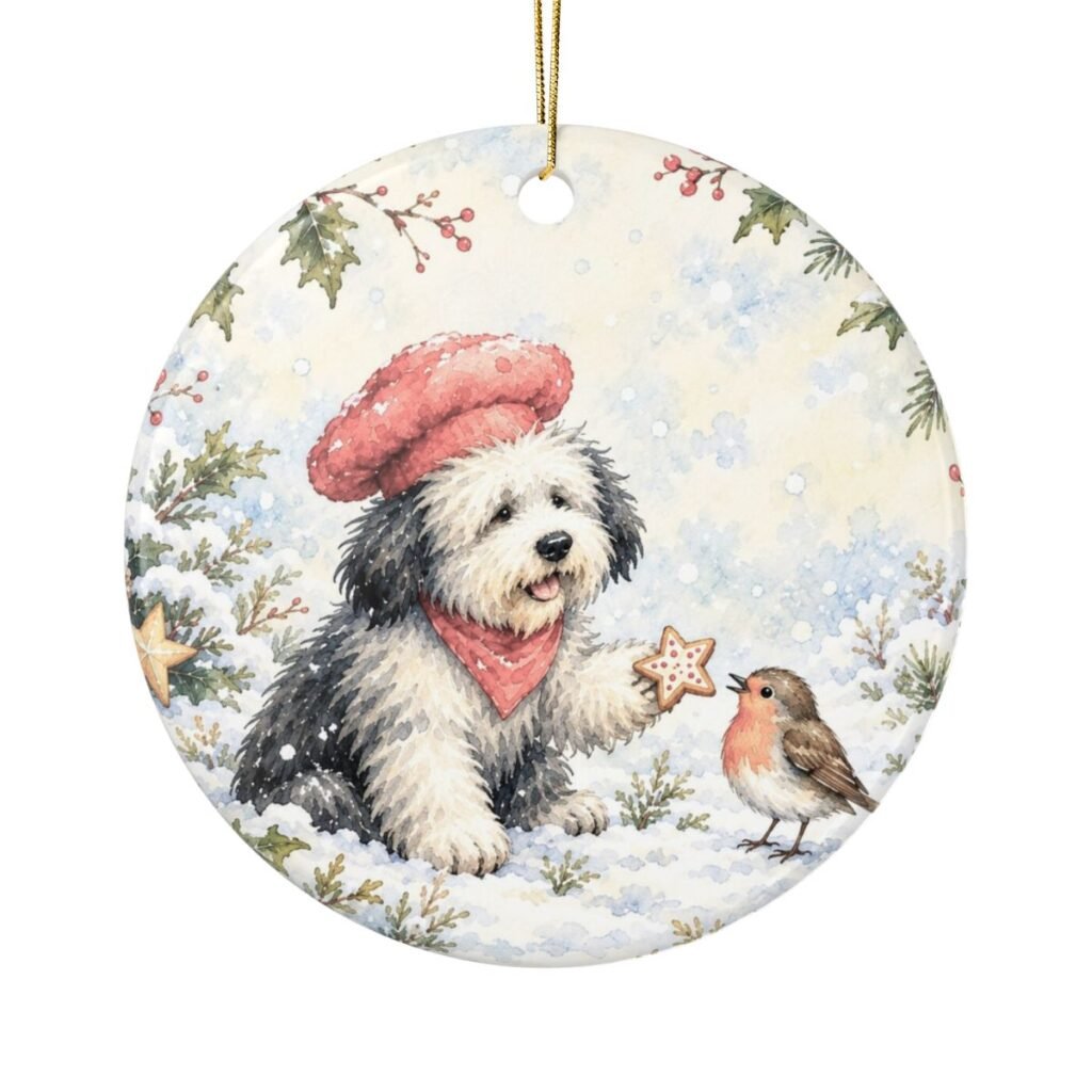 Whiskerloo Christmas Round Ceramic Ornament
